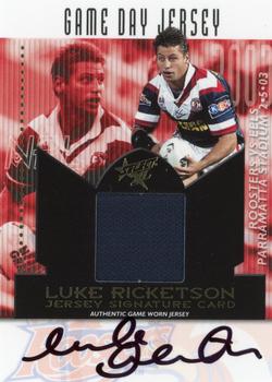 2003 Select XL - Game Day Jersey Signature #JS3 Luke Ricketson Front